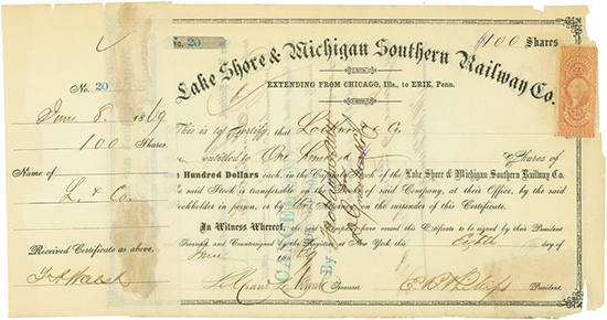 Lake Shore & Michigan Southern Railway Co. - Extrending from Chicago, Ills., to Erie, Penn.