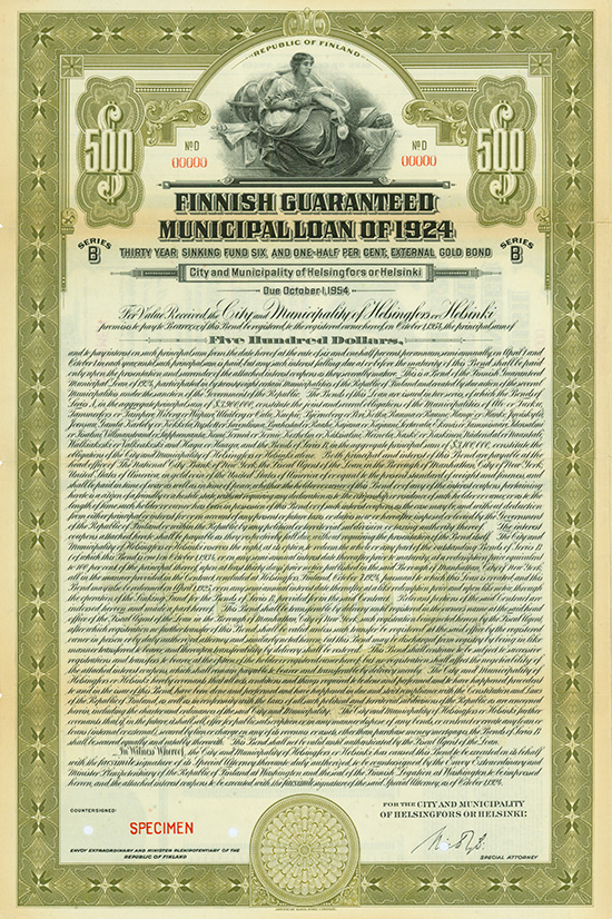 Finnish Guaranteed Municipal Loan of 1924
