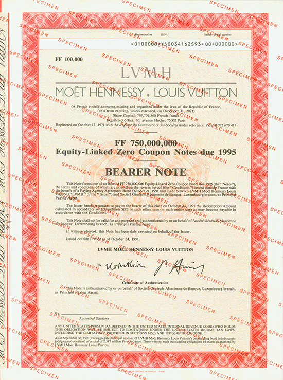 vuitton stock certificate