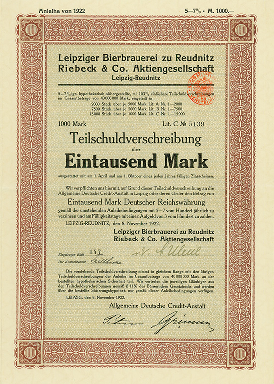 Leipziger Bierbrauerei zu Reudnitz Riebeck & Co. AG 