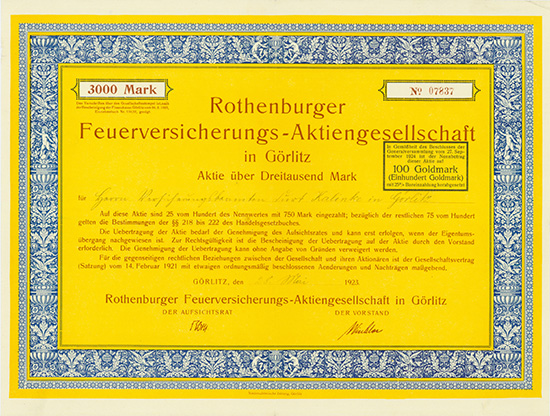 Rothenburger Feuerversicherungs-Aktiengesellschaft in Görlitz