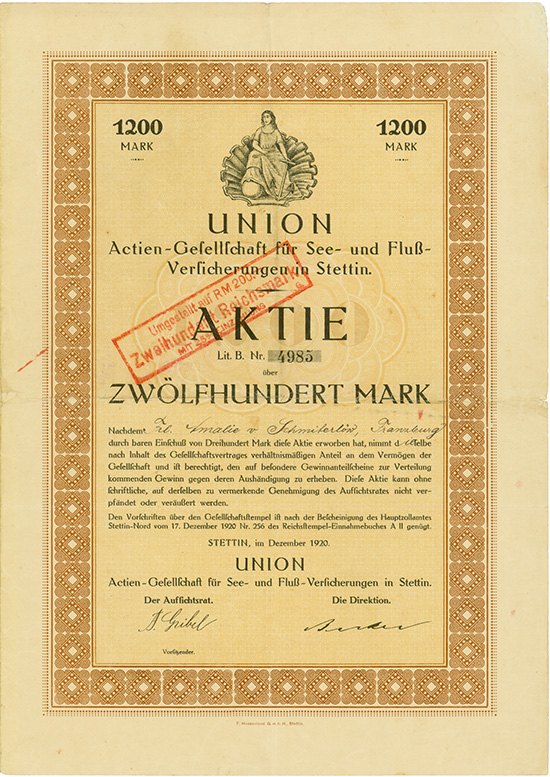 Union Actien-Gesellschaft für See- und Fluß-Versicherungen in Stettin