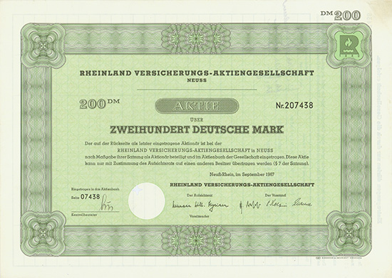 Rheinland Versicherungs-AG / Rheinland Holding AG [7 Stück]