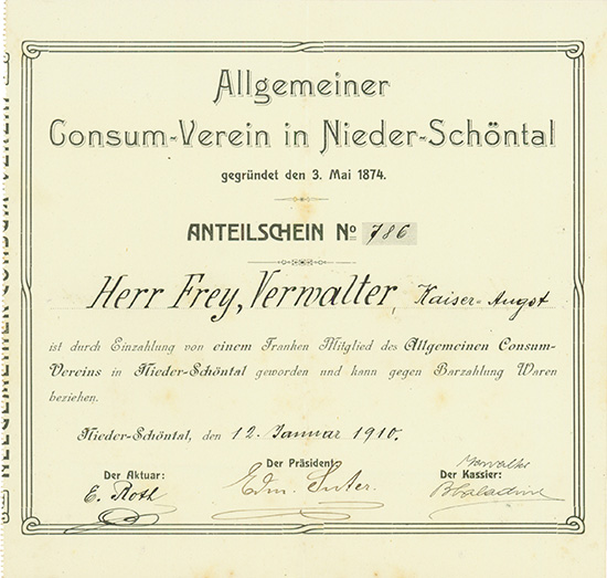 Allgemeiner Consum-Verein in Nieder-Schöntal