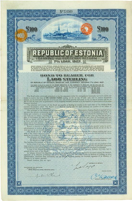 Republic of Estonia - Banking and Currency Reform [2 Stück]