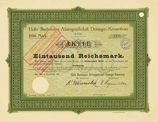 Hofer Bierbrauerei AG Deininger-Kronenbräu