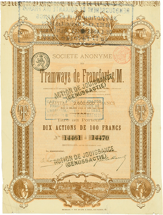 Société Anonyme des Tramways de Francfort s/M. [3 Stück]