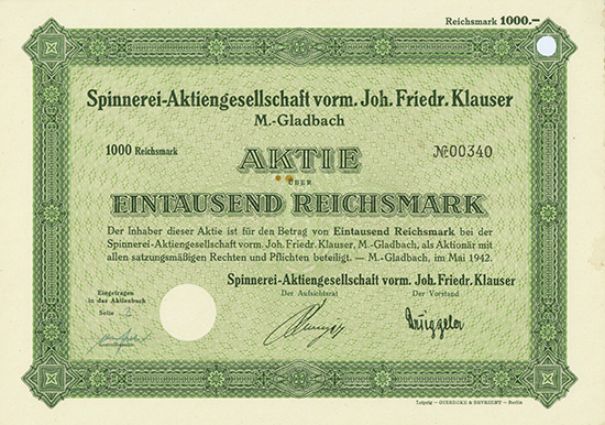 Spinnerei-Aktiengesellschaft vormals Joh. Friedr. Klauser 