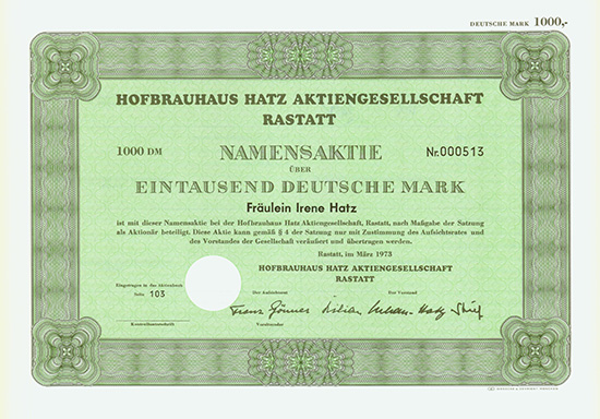 Hofbrauhaus Hatz Aktiengesellschaft Rastatt