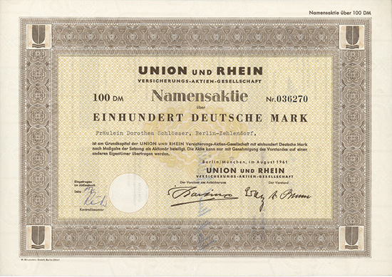 Union und Rhein Versicherungs-AG [3 Stück]