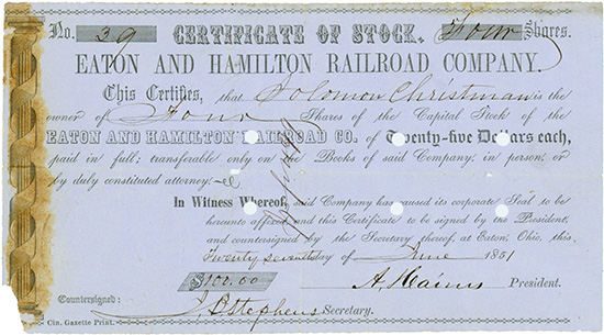 Eaton and Hamilton Railroad Company
