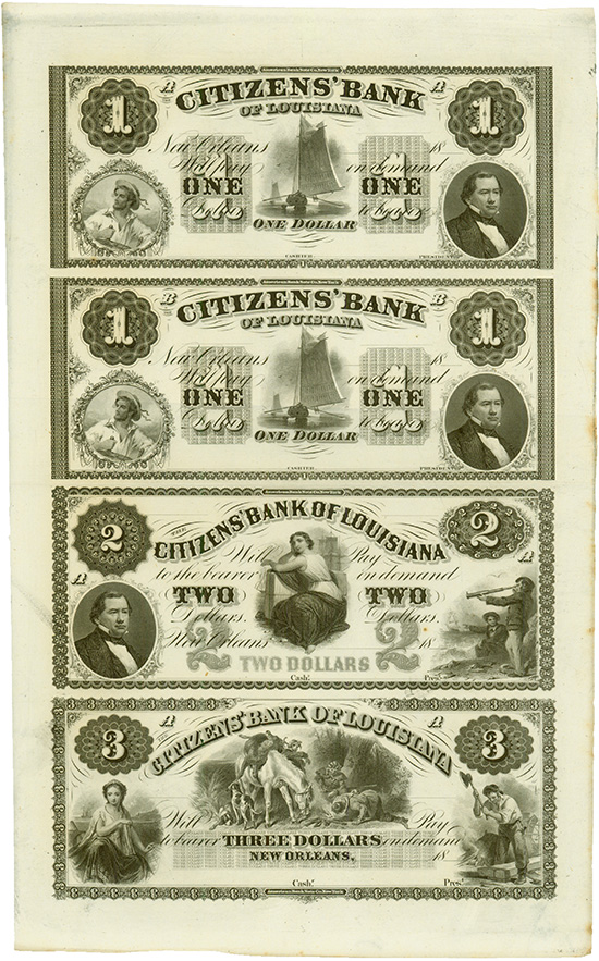Citizens' Bank of Louisiana / State of Louisiana [4 + 3 Stück]