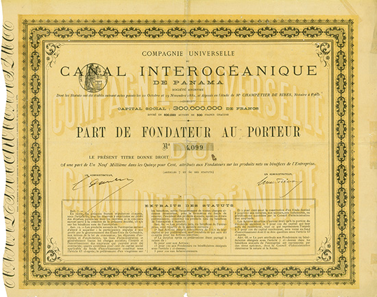 Compagnie Universelle du Canal Interocéanique de Panama [5 Stück]