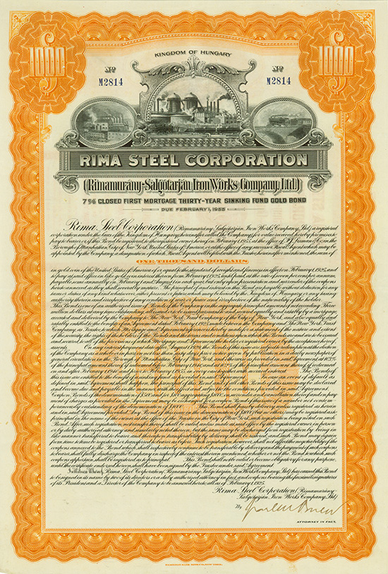 Rima Steel Corp. (Rimamurány-Salgótarján Iron Works Co.)