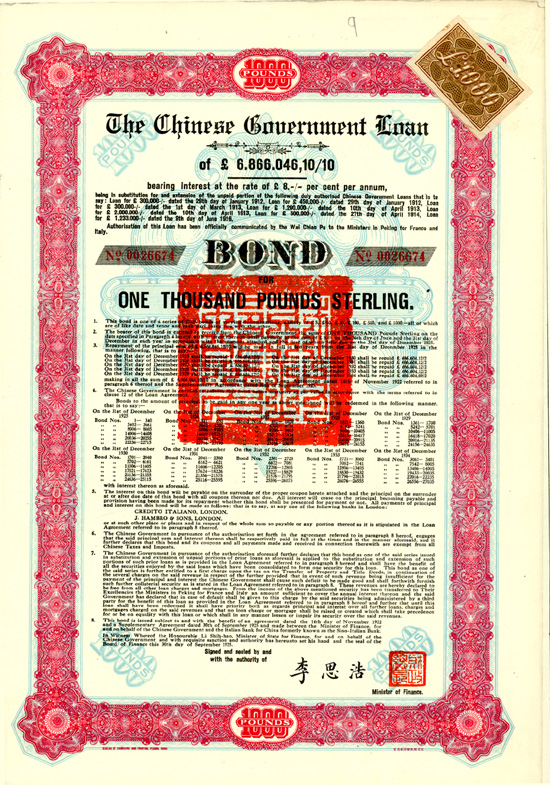Chinese Government (Skoda Loan II, KU 705 J)