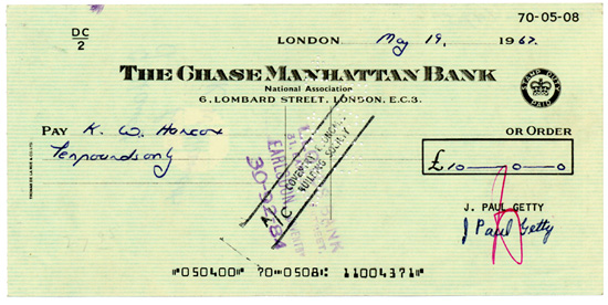 Chase Manhattan Bank - J. Paul Getty
