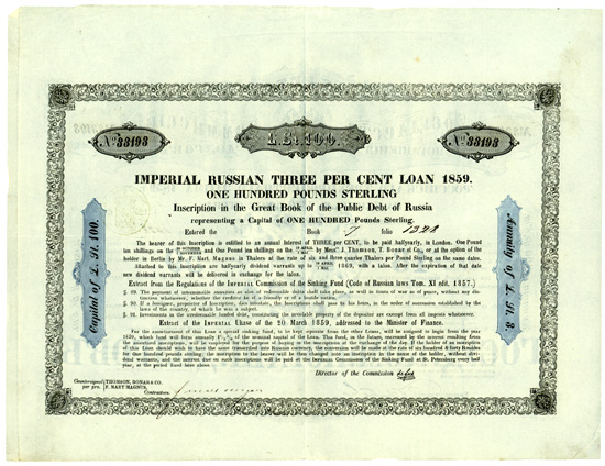 Imperial Russian 3 % Loan 1859