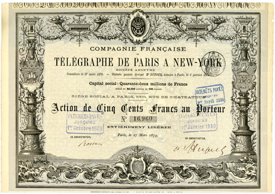 Compagnie Française de Télégraphe de Paris a New-York