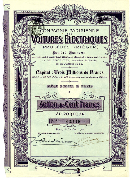 Compagnie Parisienne des Voitures Électriques (Procédés Kriéger)