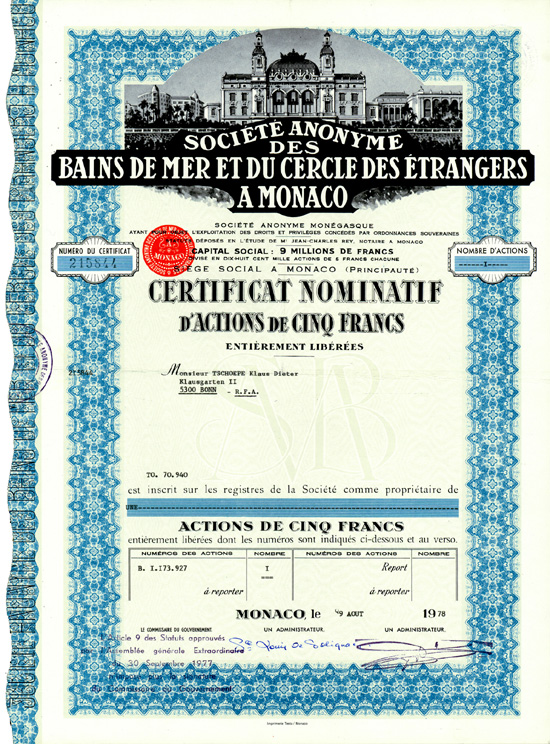 Société Anonyme des Bains de Mer et du Cercle des Ètrangers a Monaco