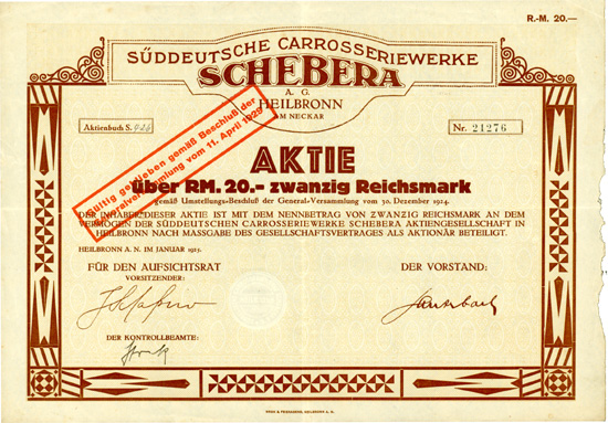 Süddeutsche Carrosseriewerke Schebera A. G.