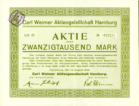 Carl Weimer AG Hamburg