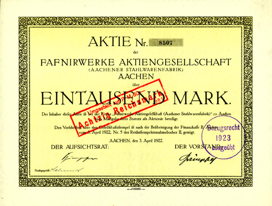 Fafnirwerke Aktiengesellschaft (Aachener Stahlwarenfabrik)