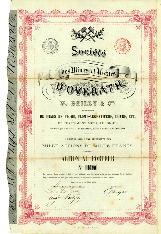 Société des Mines et Usines d'Overath V. Bailly & Cie.