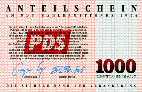 PDS-Wahlkampffonds 1994 [4 Stück]