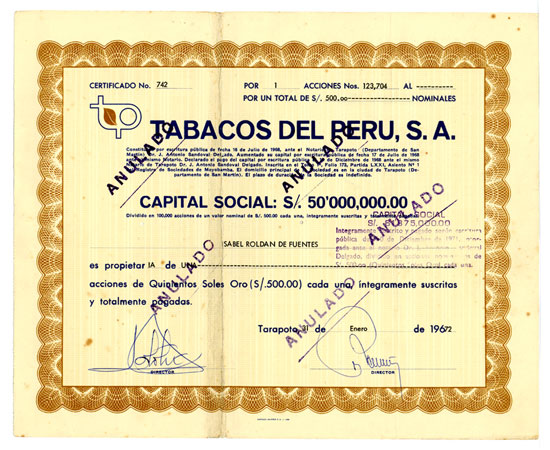 Tabacos del Peru, S. A.