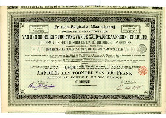 Fransch-Belgische Maatschappij van den Noorder Spoorweg van de Zuid-Afrikaansche Republiek / Northern Railway of the South-African Republic
