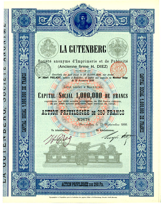 La Gutenberg Société anonyme d'Imprimerie et de Publicité (Ancienne firme H. Diez)