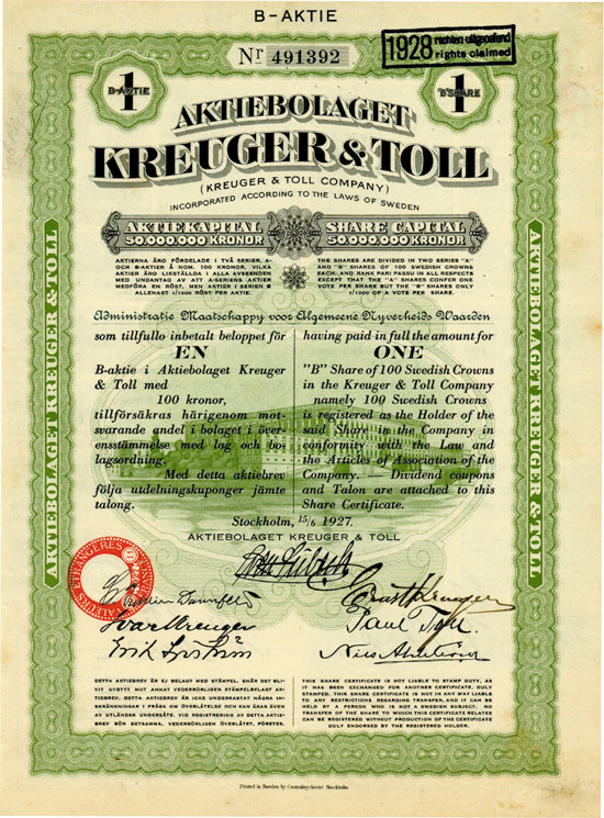 Aktiebolaget Kreuger & Toll (Kreuger & Toll Company)