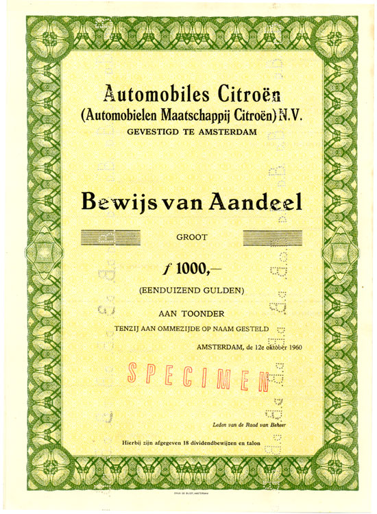 Automobiles Citroën (Automobielen Maatschappij Citroën) N. V.