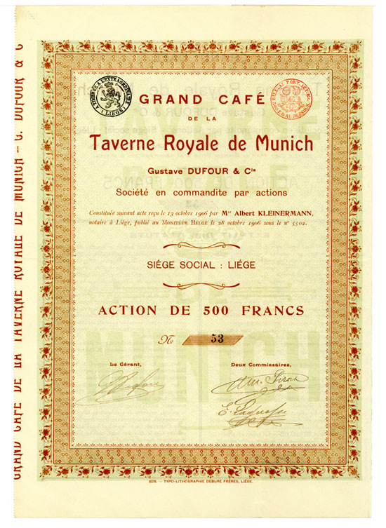 Grand Café de la Taverne Royale de Munich Gustave Dufour & Cie.