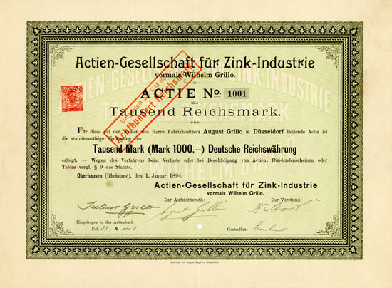 Actien-Gesellschaft für Zink-Industrie vormals Wilhelm Grillo
