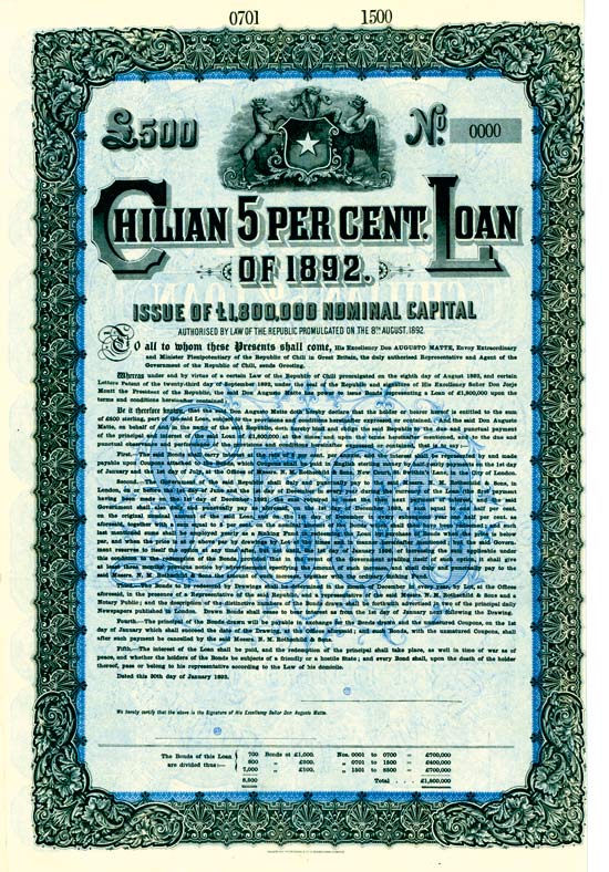 Chilian 5 Per Cent Loan of 1892