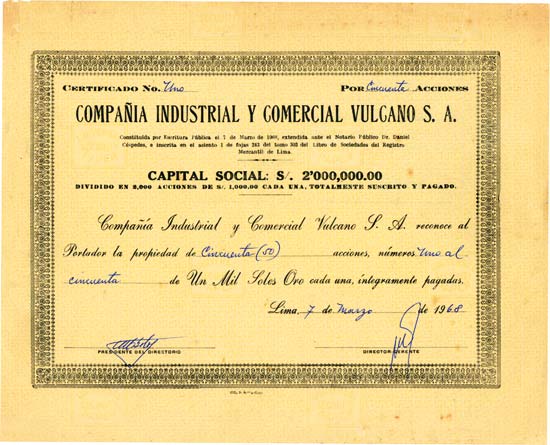 Compañia Industrial y Comercial Vulcano S. A.