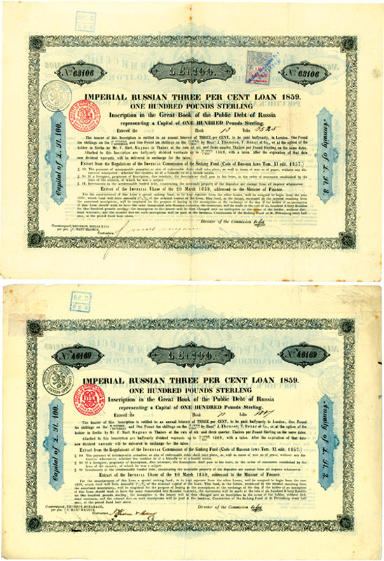 Imperial Russian 3 % Loan 1859 [4 Stück]