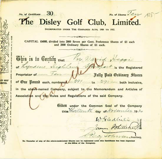Disley Golf Club, Limited
