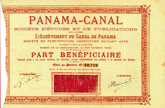 PANAMA-CANAL Sociéte d´Études et de Publications pour favoriser l´Achèvement du Canal de Panama
