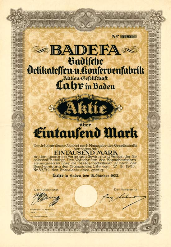 BADEFA Badische Delikatessen- u. Konservenfabrik AG