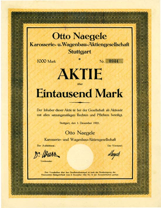 Otto Naegele Karosserie- u. Wagenbau-AG Stuttgart