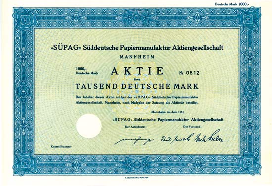 SÜPAG Süddeutsche Papiermanufaktur AG 